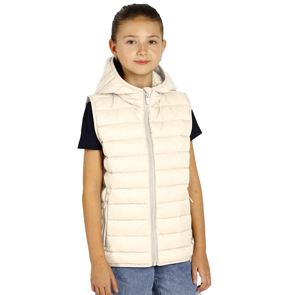 LIBERTY HOOD VEST KID, Krem-bela