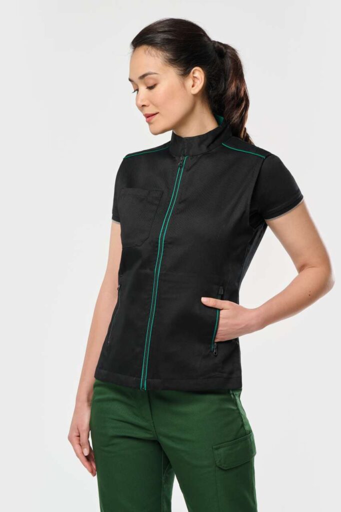 Designed To Work ladies' daytoday gilet, Crna / Zelena