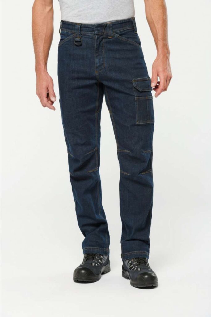 Designed To Work men's multipocket denim trousers, Blue Rinse